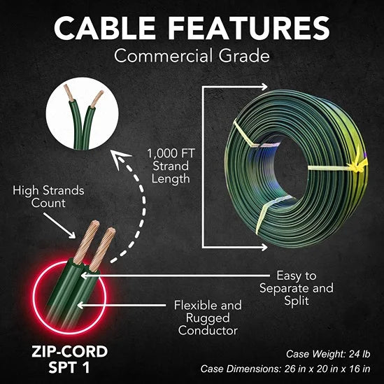 1000FT-Green-Zip-Cord-SPT-1-Cable-5