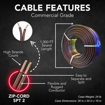 1000ft-Brown-Zip-cord-Spt-2-Cable-5