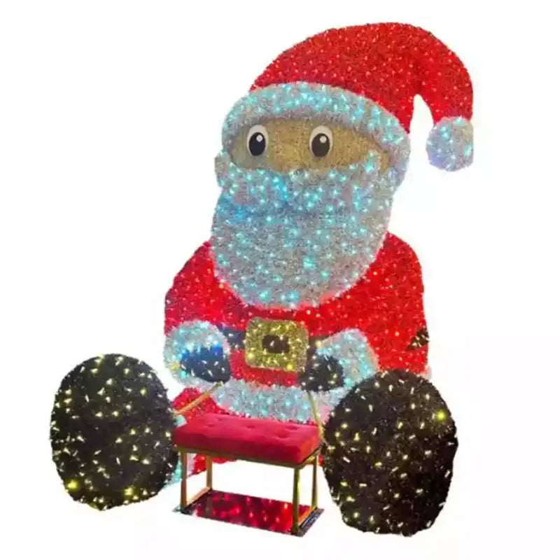 10ft Red White and Black Tinsel Lighted Santa Claus - Display