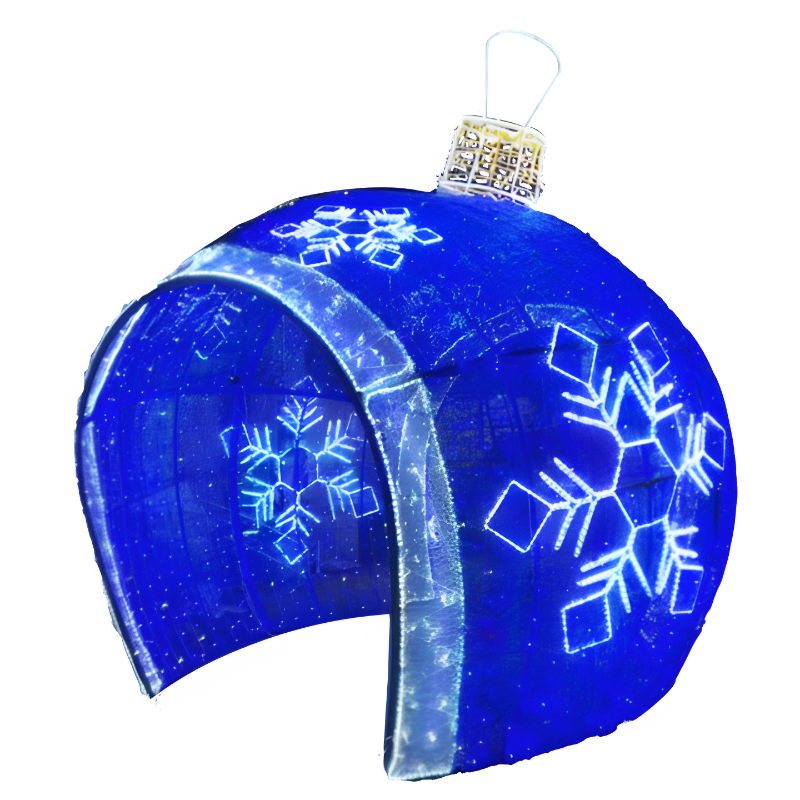 12FT BLUE AND COOL WHITE WITH SNOWFLAKES WALKTHROUGH ORNAMENT 4PCS - Walkthrough Display