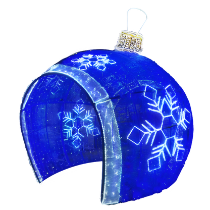 12FT BLUE AND COOL WHITE WITH SNOWFLAKES WALKTHROUGH ORNAMENT 4PCS - Walkthrough Display