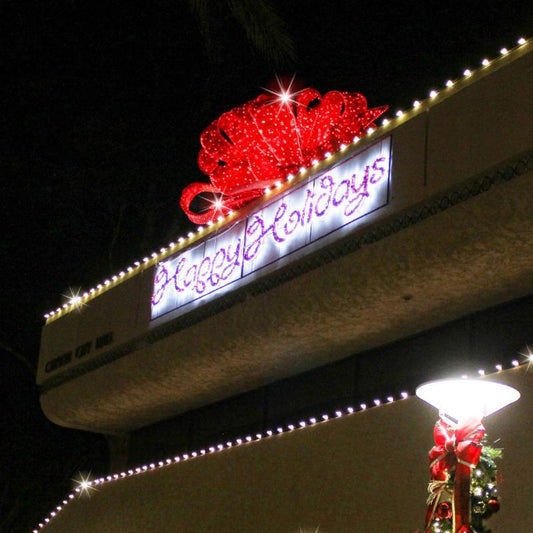 ’Happy Holidays’ Red and Cool White- 14FT - Lighted Display