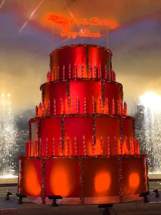 red birthday cake giant 3d display