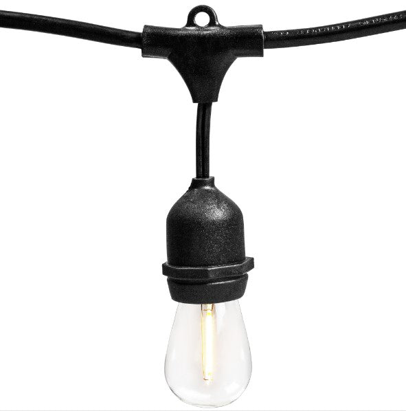 250FT E26 Tivoli Light Stringer w/ 4’’ Drop - 24’’ Spacing - Black Wire No Bulbs - Patio