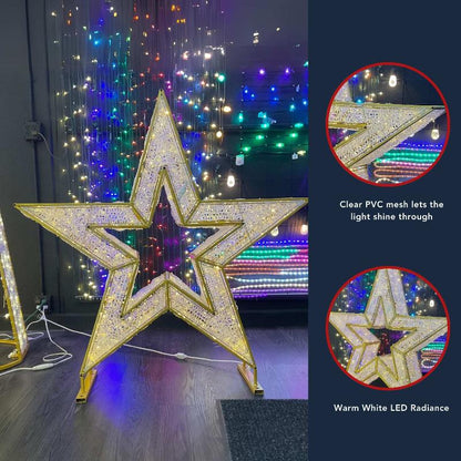 3D Star Warm White Twinkle Light - 4FT - Lighted Display