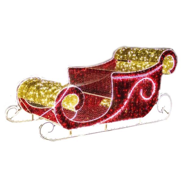 5FT Red and Gold Santa Sleigh - Lighted Display