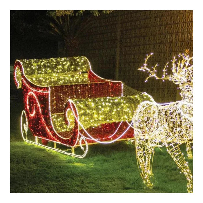 5FT Red and Gold Santa Sleigh - Lighted Display