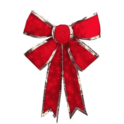 6FT Red and Silver Lighted Structure Bow Centerpiece - Display