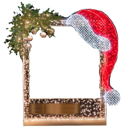 6FT Red Lighted Santa Hat Frame - Photo Opportunity