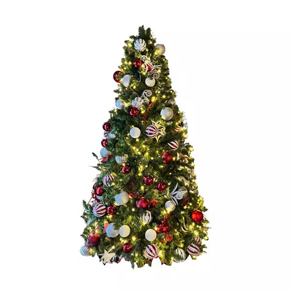 7.5FT-predecorated-tree-with-Lights-Red-Silver-White-Ornament-1