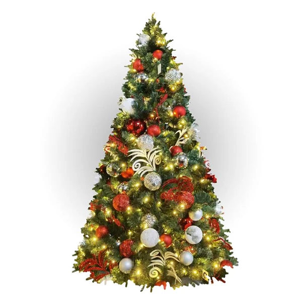 7.5FT-predecorated-tree-with-Lights-Red-Silver-White-Ornament-3