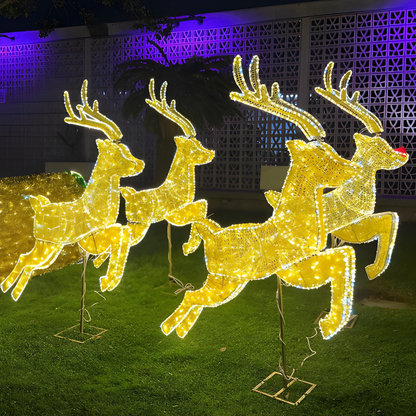 Gold 3D Reindeer Lighted Motif - 7FT Tall - Design 2 - Display