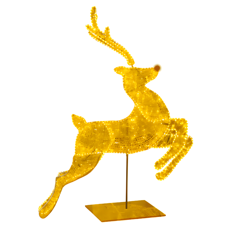 Gold 3D Reindeer Lighted Motif - 7FT Tall -Design 1- Display