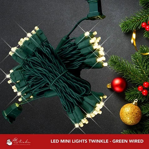 Green Wire 5MM TWINKLE 4:1 Warm White 6’’ Spacing