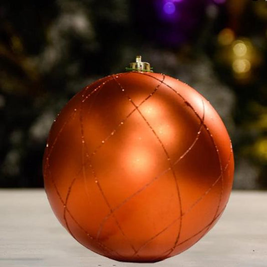 Orange Matte with Gold Glitter Swirl - 150MM  - Ornament