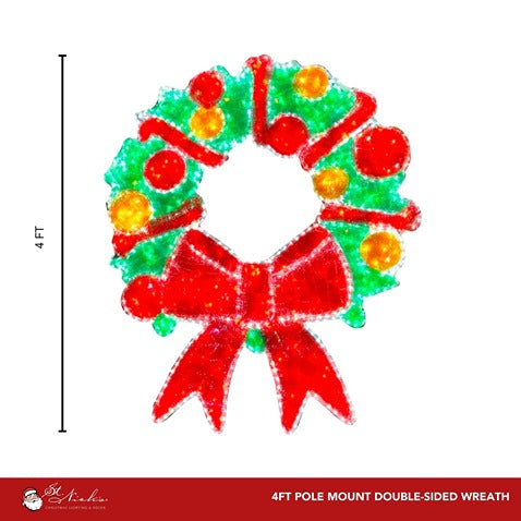 Pole Mount Double-Sided Wreath 4FT