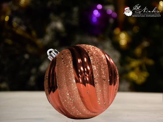 Rosegold Wave Shiny With Glitter Sequin - 150MM - Ornament