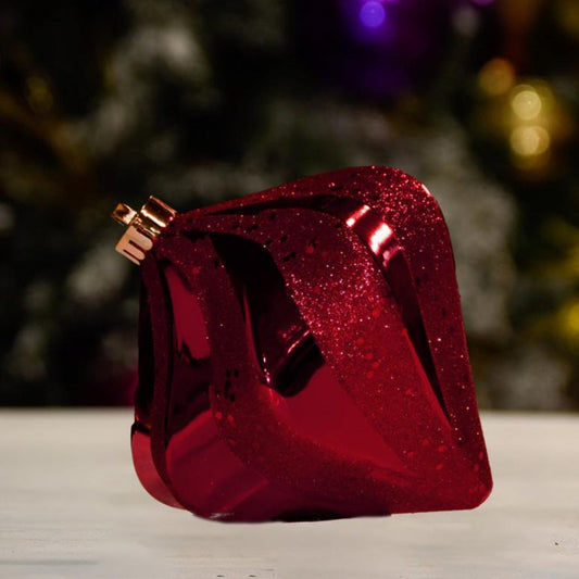 BURGUNDY DROP SHINY WITH GLITTER - 200MM - Ornament