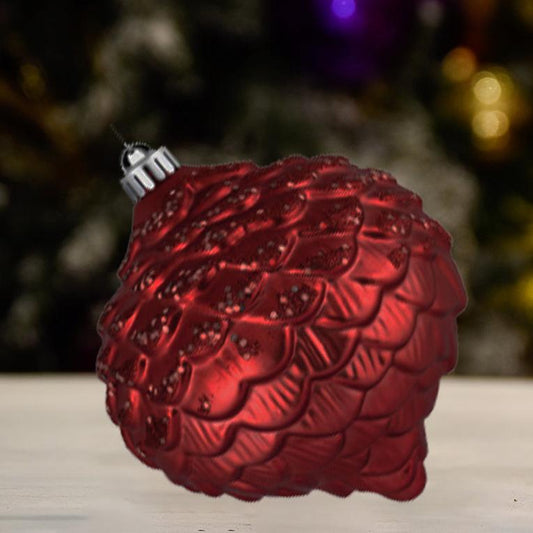 burgundy glitter acorn -ornament-150mm