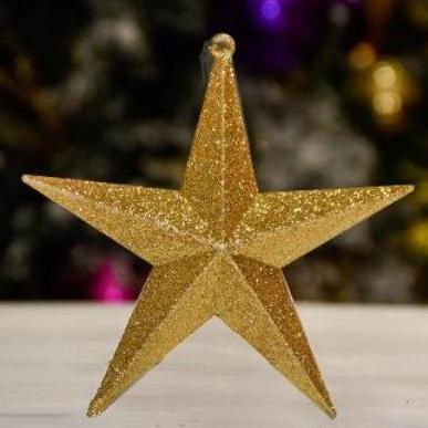 champagne glitter star ornament-150mm