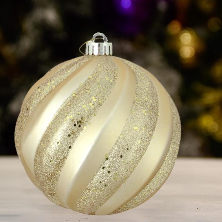 Champagne Wave Shiny With Glitter Sequin BALL  - 150MM- Ornament