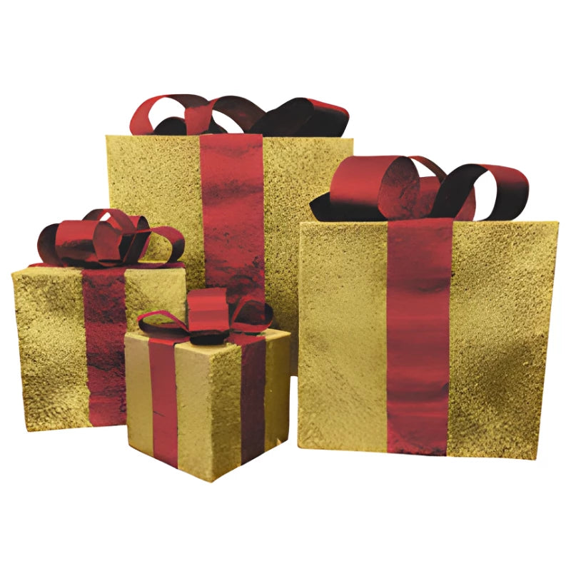 glittered-gift-box-set-gold-with-red-ribbon-non-lighted-display-set