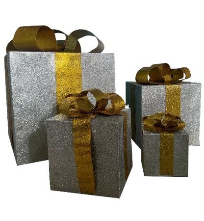 glittered-gift-box-set-silver-with-gold-ribbon-non-lighted-display-190