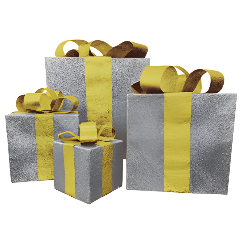 glittered-gift-box-set-silver-with-gold-ribbon-non-lighted-display-set