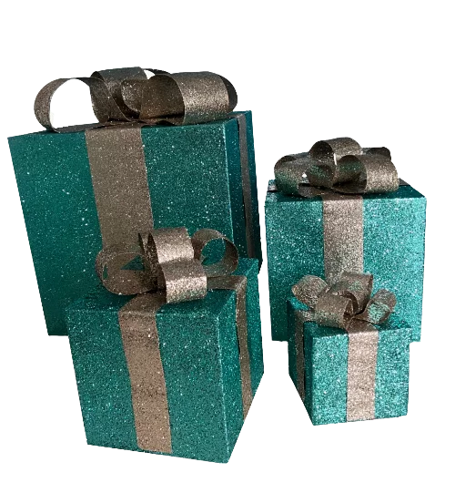 glittered-gift-box-set-teal-with-silver-ribbon-non-lighted-display-937