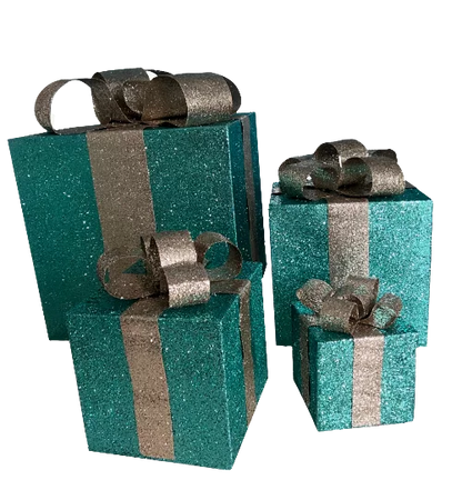 glittered-gift-box-set-teal-with-silver-ribbon-non-lighted-display-937