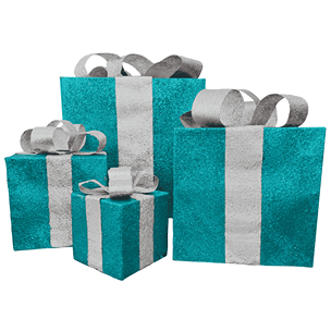 glittered-gift-box-set-teal-with-silver-ribbon-non-lighted-display-set