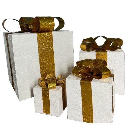 glittered-gift-box-set-white-with-gold-ribbon-non-lighted-display-855