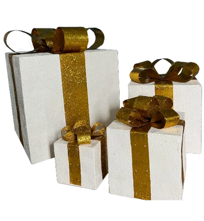 glittered-gift-box-set-white-with-gold-ribbon-non-lighted-display-855