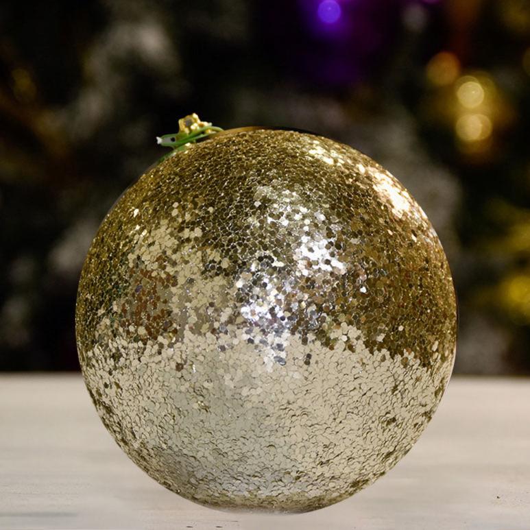 gold shiny sequin ball ornament 150mm