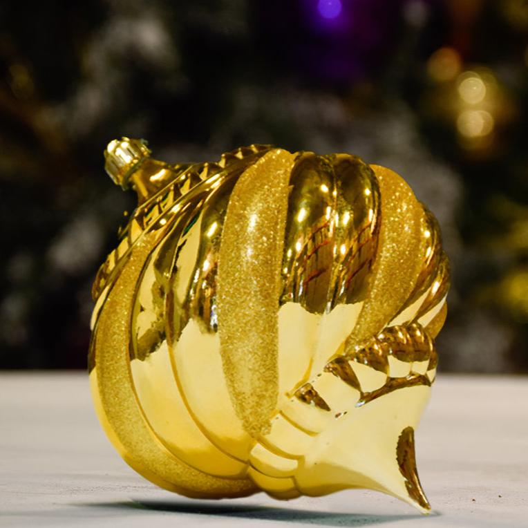 gold shiny with glitter sequin swirl ornament