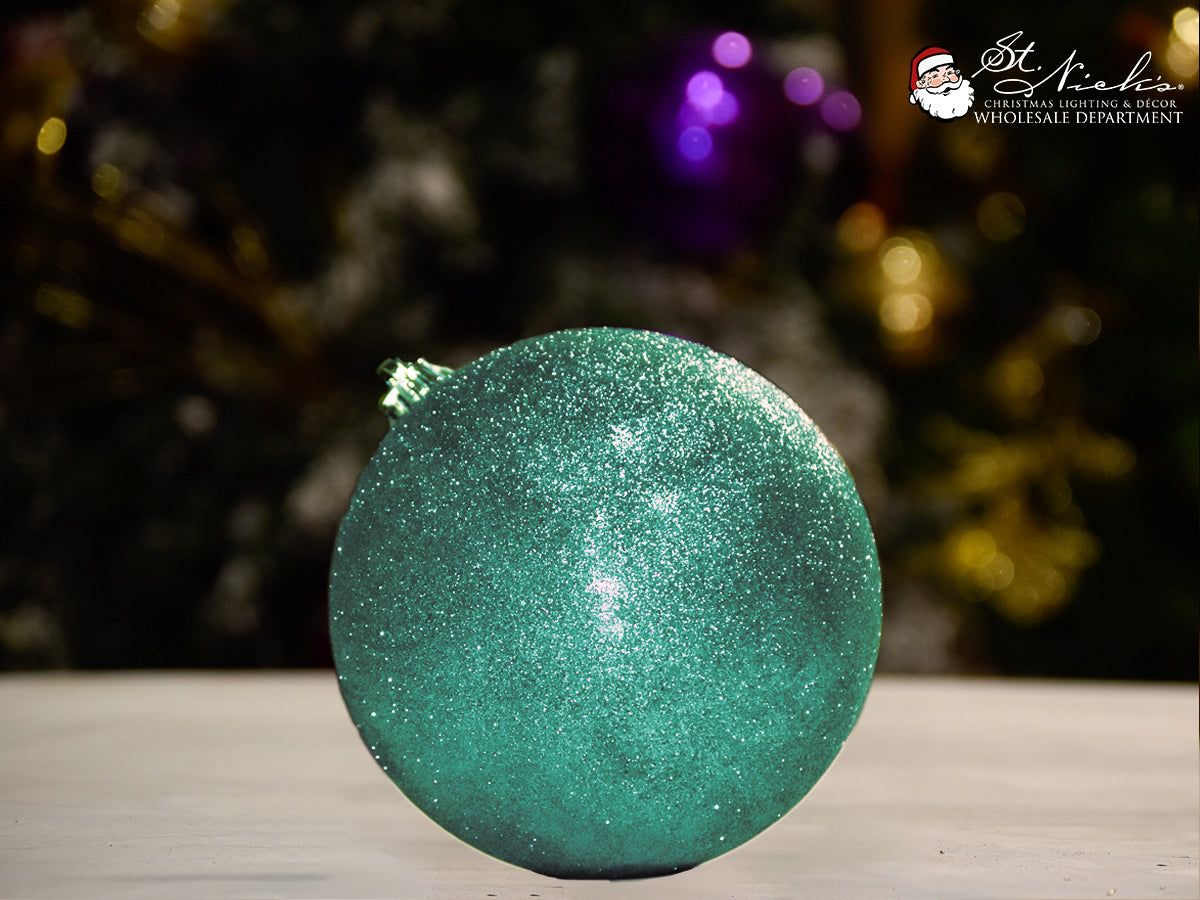 green-aqua-glitter-ball-christmas-tree-decor-ornament-st-nicks-CA
