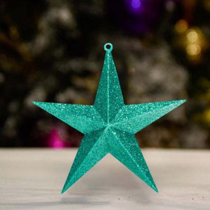 Green Aqua Glitter Star - 150MM - Ornament