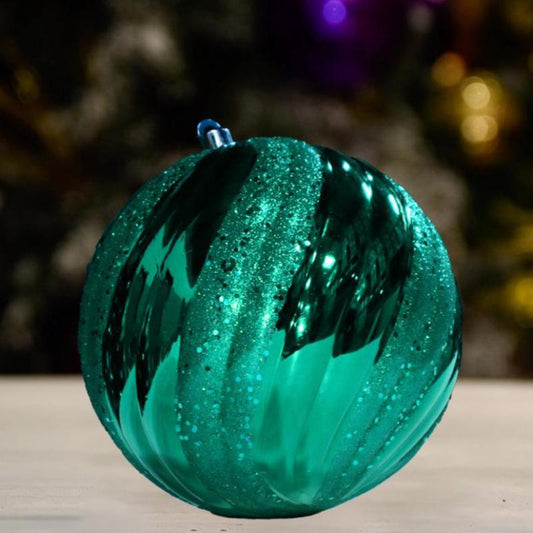 Green Aqua Wave Shiny with Glitter Sequin - 150MM - Ornament