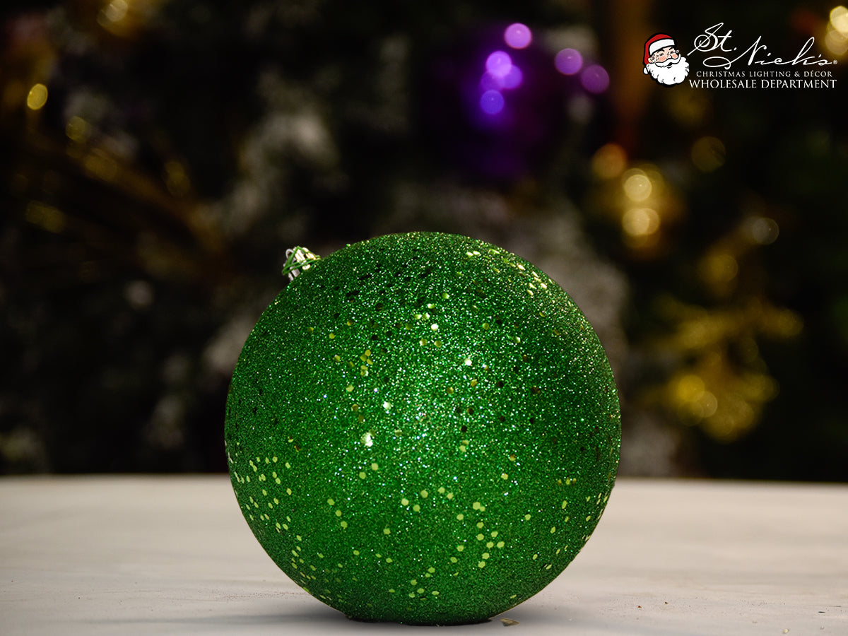 green-dark-glitter-with-sequin-ball-christmas-tree-decor-ornament-150mm-st-nicks-CA
