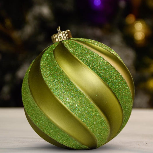 GREEN MATTE WITH GLITTER SWIRL - 150MM - Ornament