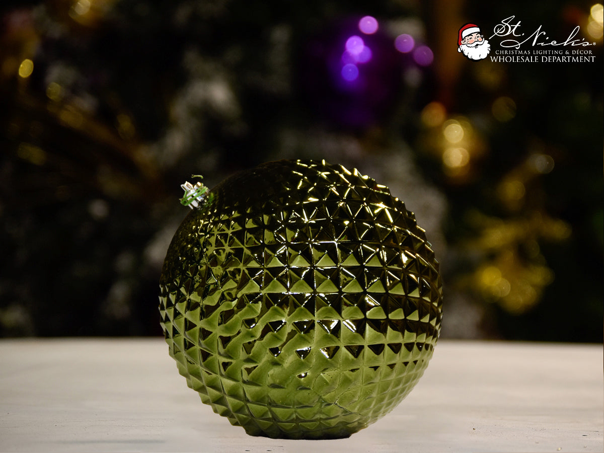 green-shiny-durian-christmas-tree-decor-ornament-150mm-st-nicks-CA