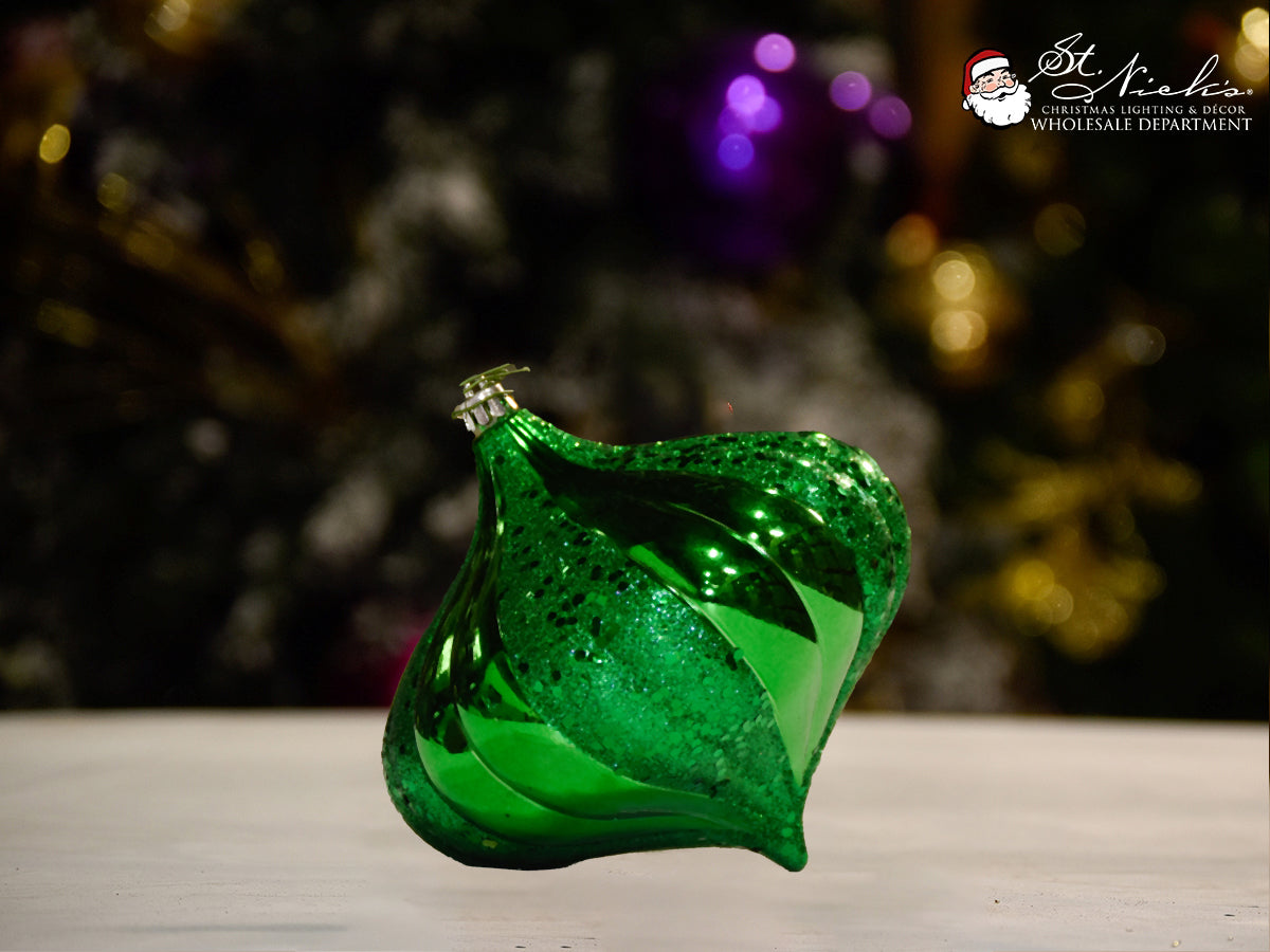 green-shiny-swirl-with-glitter-onion-christmas-tree-decor-ornament-150mm-st-nicks-CA