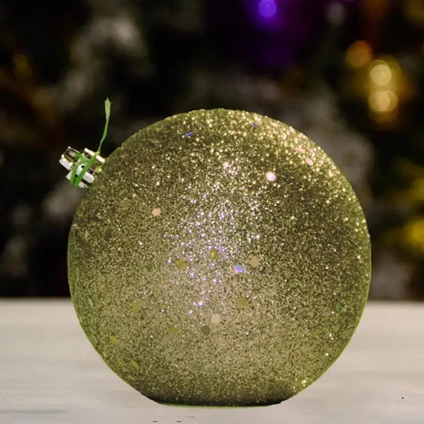 MOSS GREEN SHINY WITH SEQUIN BALL - 150MM - Ornament