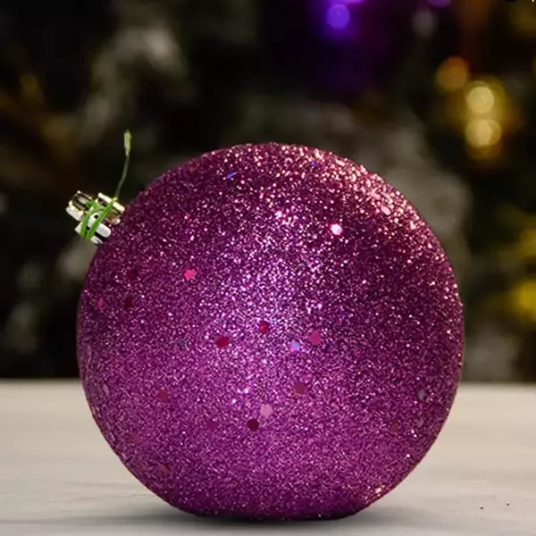 Purple Glitter With Sequin Ball - 100MM - Ornament