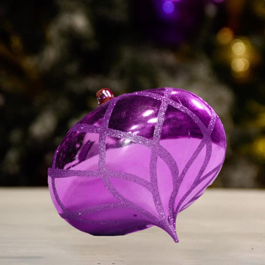 Purple Shiny with Glitter Flower Onion - 150MM - Ornament