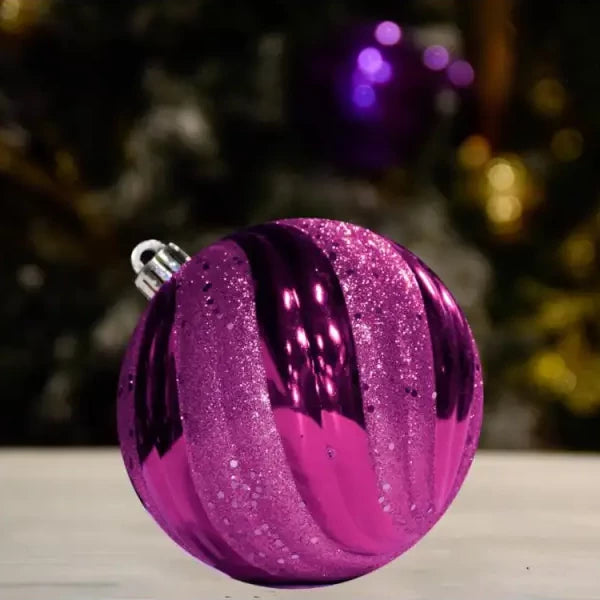 PURPLE WAVE SHINY WITH GLITTER SEQUIN - Ornament