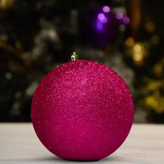 Raspberry Glitter Ball - 150MM - Ornament