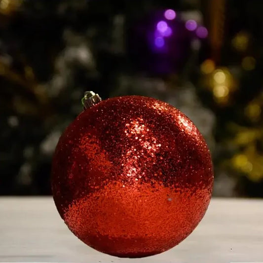 RED GLITTER WITH SEQUIN BALL - 150MM - Ornament