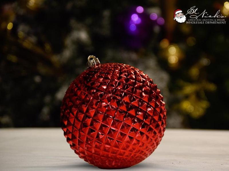 Red Shiny Durian With Glitter - 100MM Ball Ornament