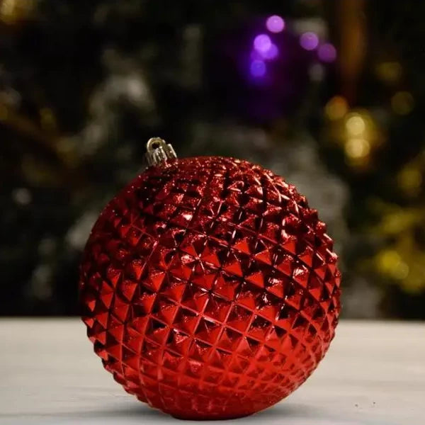 Red Shiny Durian With Glitter - 100MM / Ball / Ornament